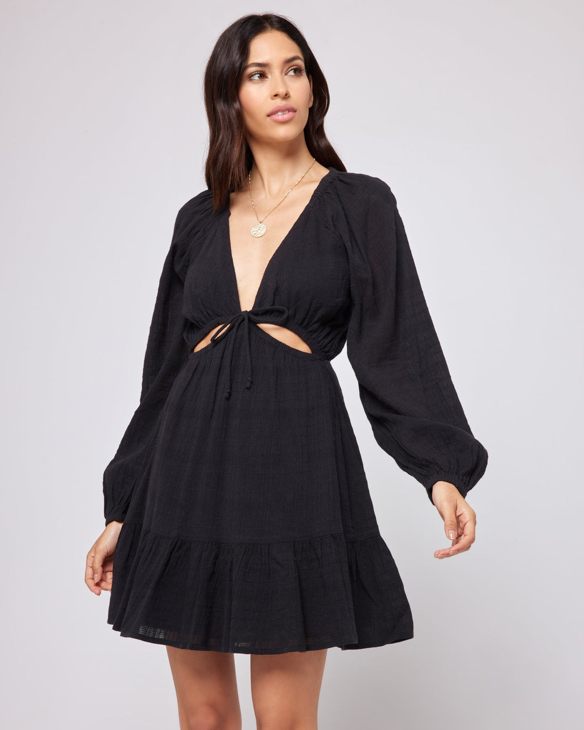 Feelin' Fine Dress - Black Black | Model: Julianna (size: S) | Hover