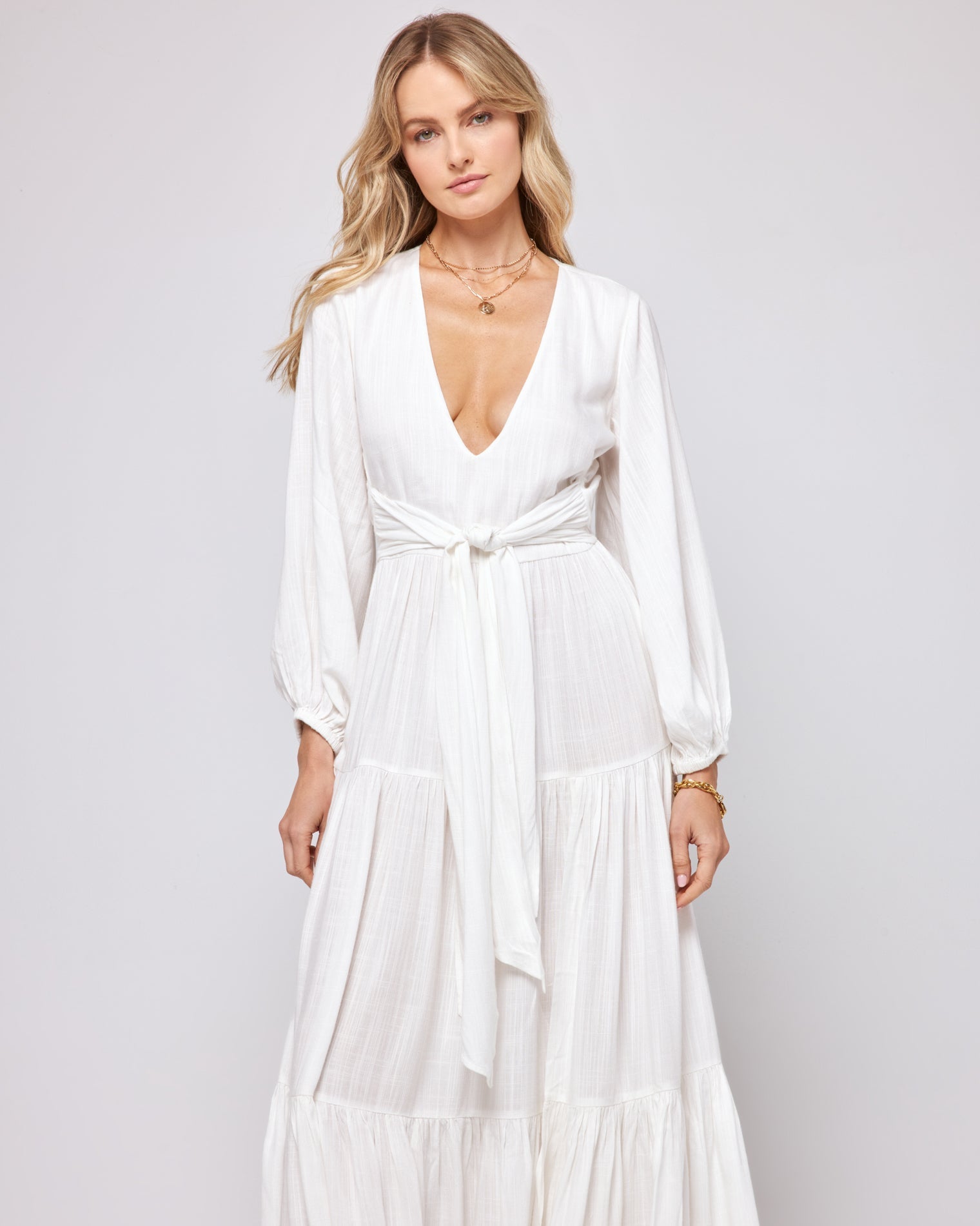 LSPACE x HANNA MONTAZAMI Hanna Dress Cream | Model: Lura (size: S)