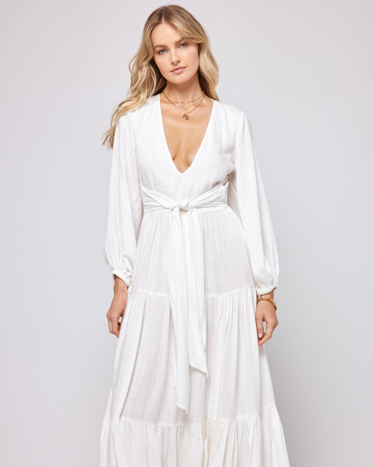 LSPACE x HANNA MONTAZAMI Hanna Dress Cream | Model: Lura (size: S)