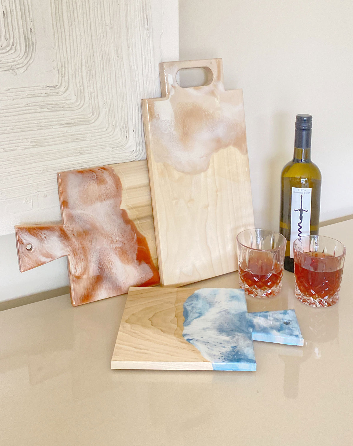 Kayla Rae Resin Grazing Board - Single Handle Nude |