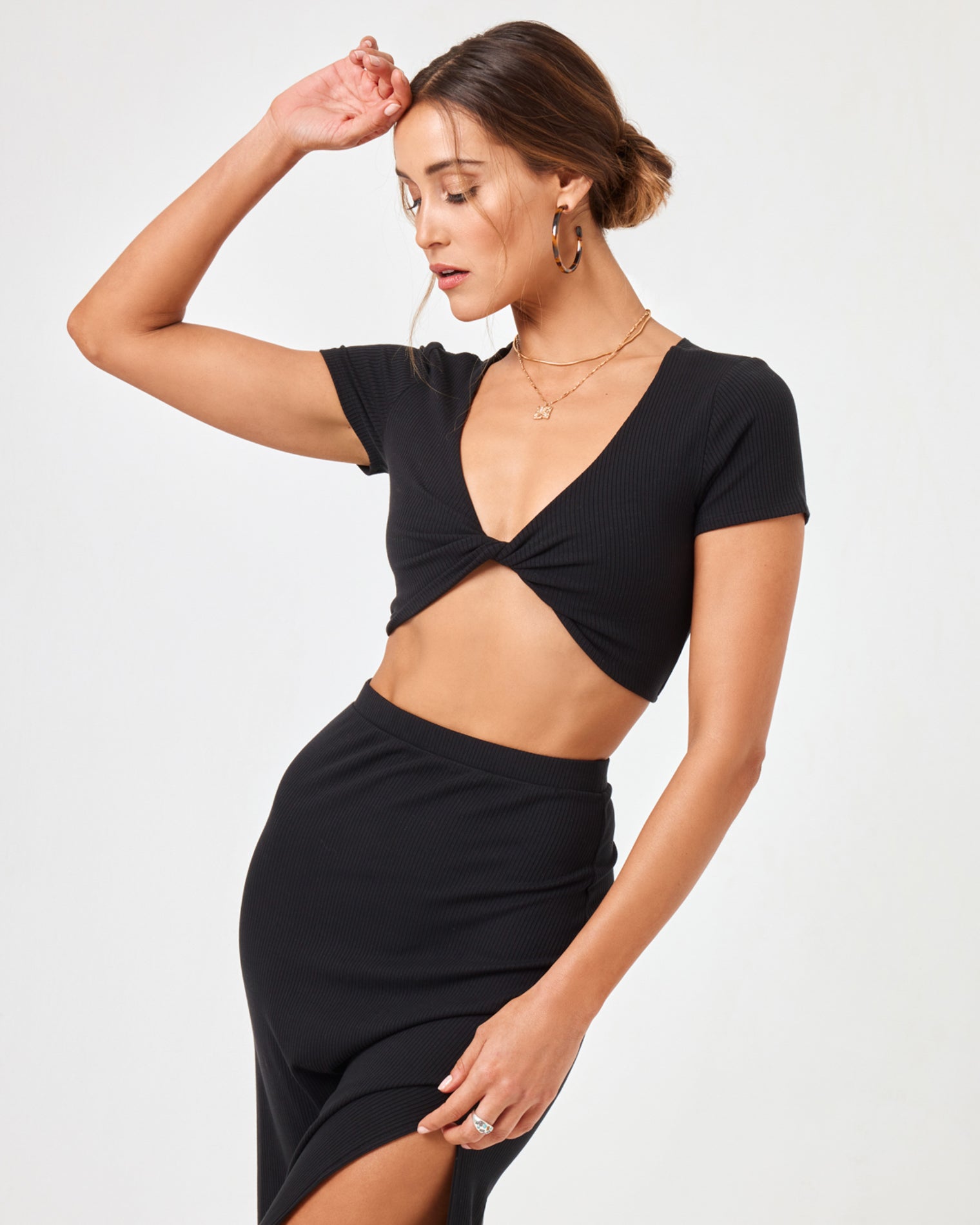 LSPACE x HANNA MONTAZAMI Isla Skirt - Black Black | Model: Anna (size: S)