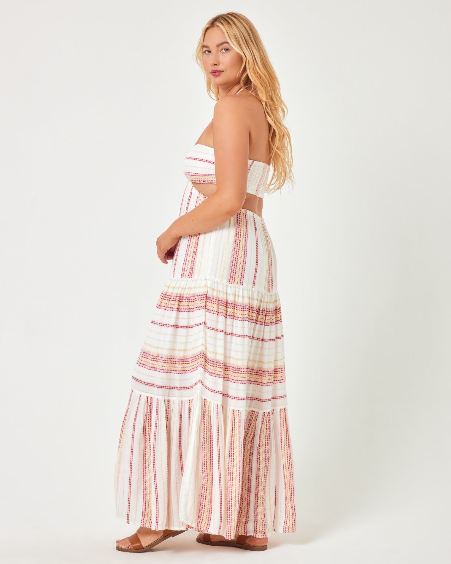 Jenevieve Dress Siesta Stripe | Model: Sydney (size: XL)