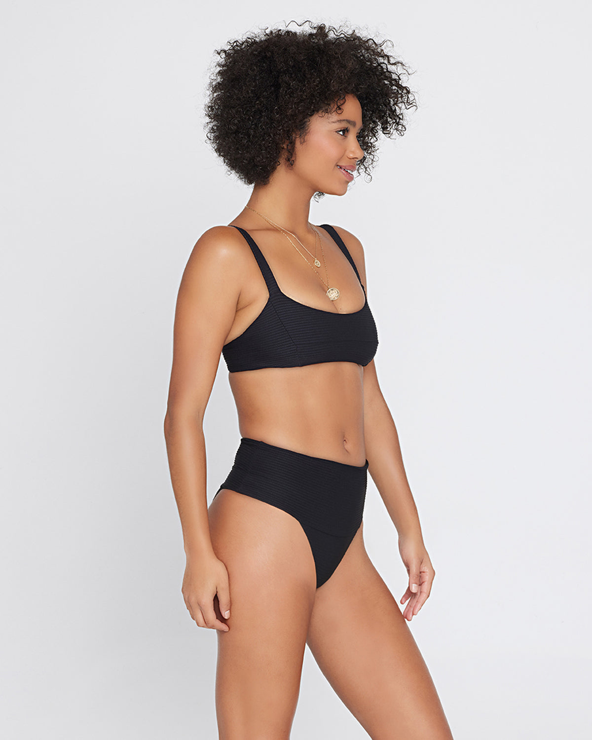 Eco Chic Repreve® Desi Bikini Bottom - Mediterranean Black | Model: Valyn (size: S)