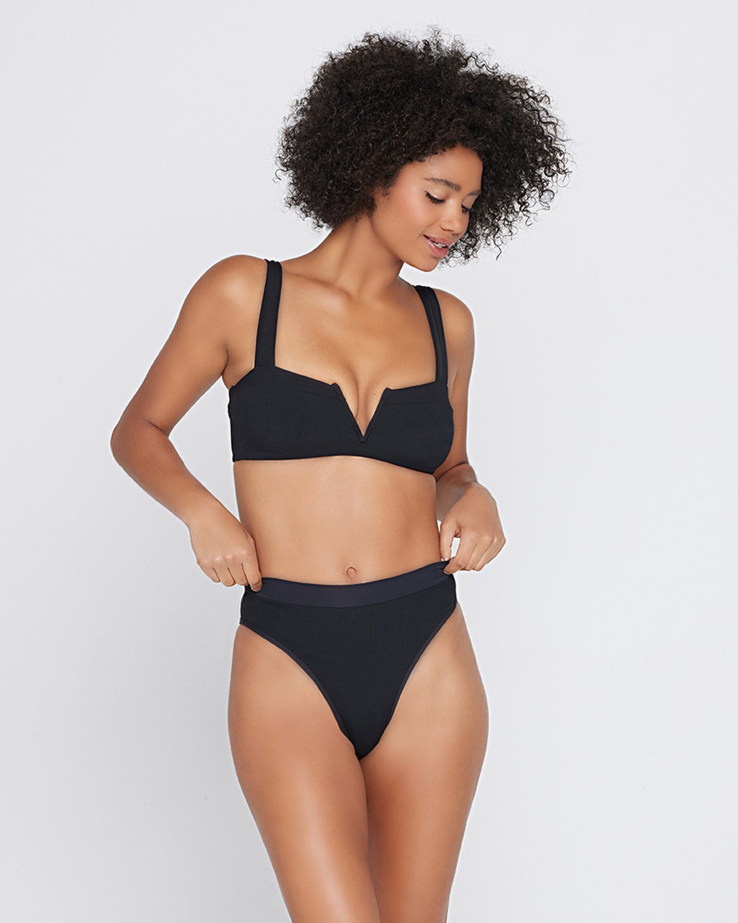 Ribbed Frenchi Bikini Bottom Black