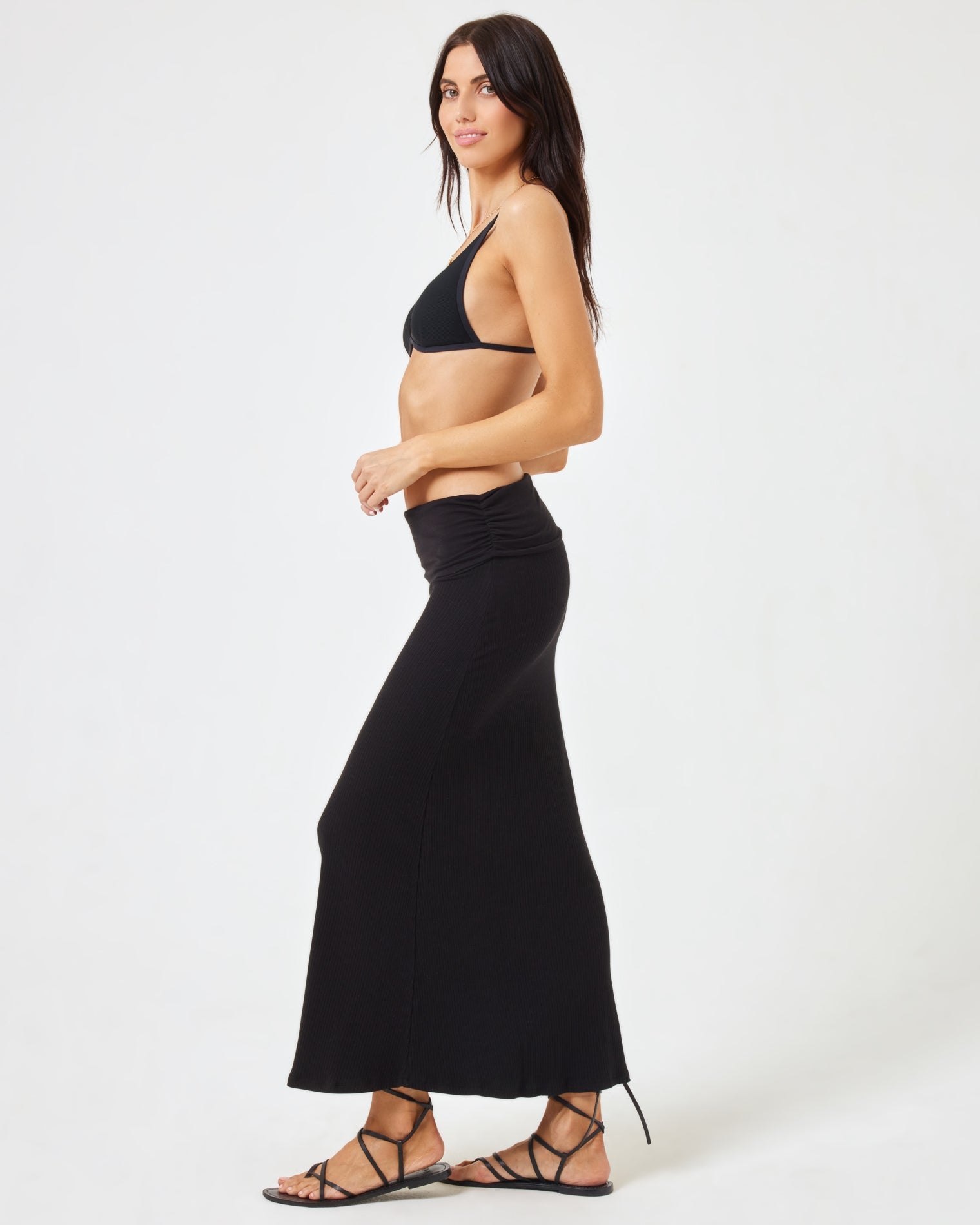 Manaia Dress - Black Black | Model: Diana (size: S)