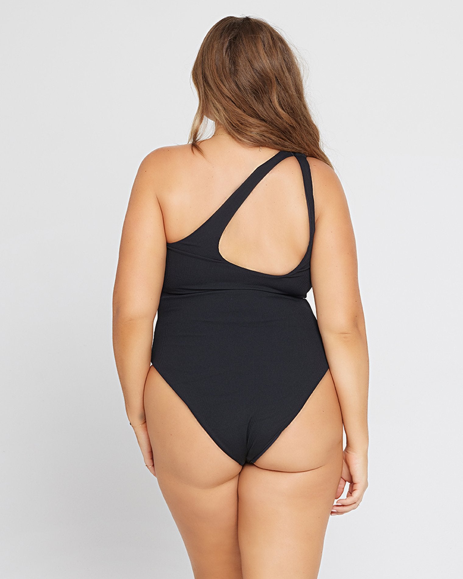 Ribbed Phoebe One Piece Swimsuit Black | Model: Ali (size: 12/XL) | Hover