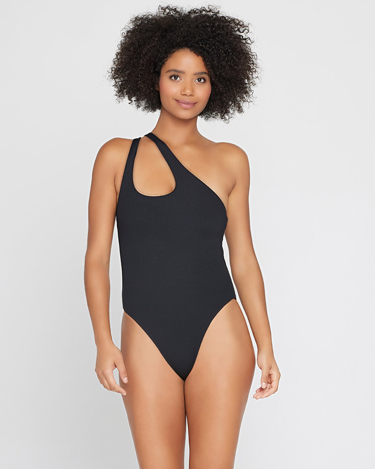 Ribbed Phoebe One Piece Swimsuit Black | Model: Valyn (size: 6/S)