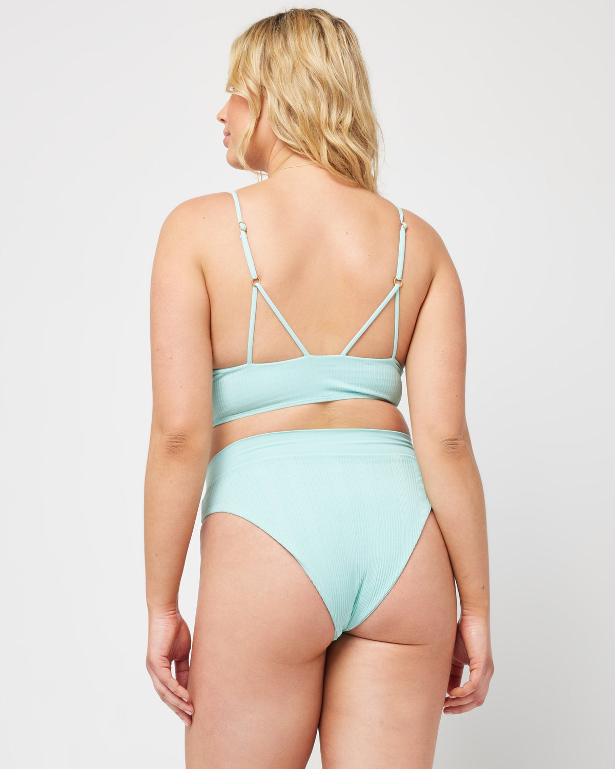 Pointelle Rib Court Bikini Bottom Sky Blue | Model: Ali (size: XL)
