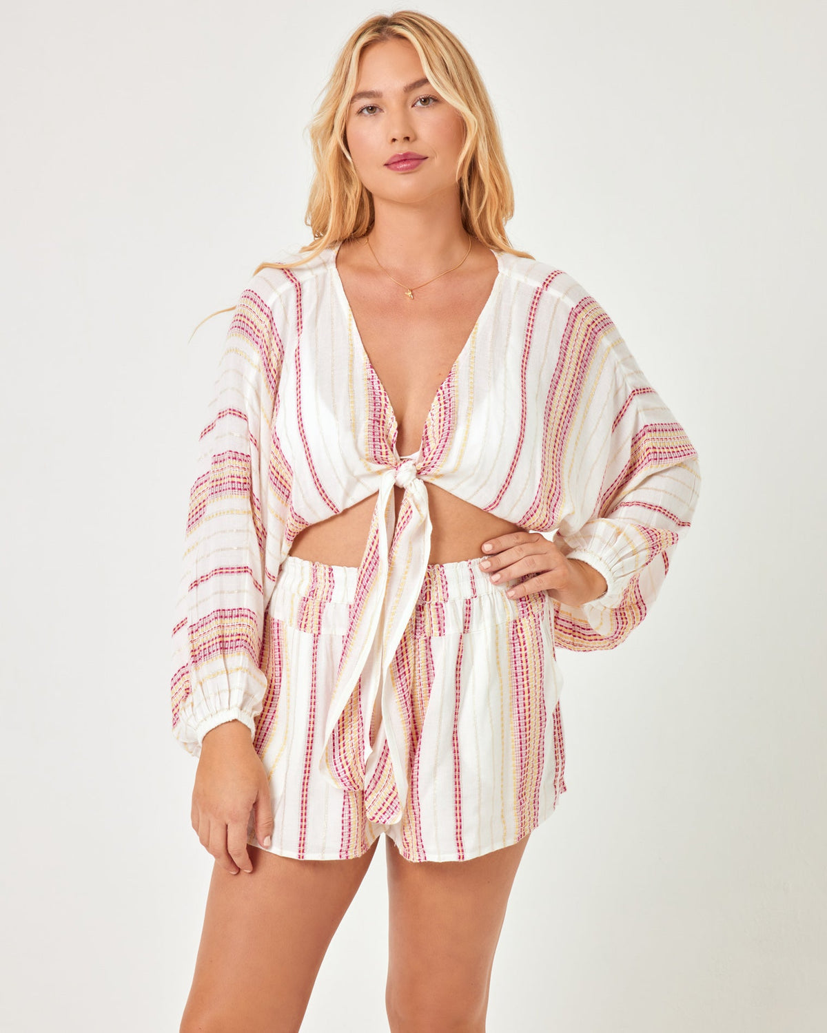 Reese Top Siesta Stripe | Model: Sydney (size: XL)