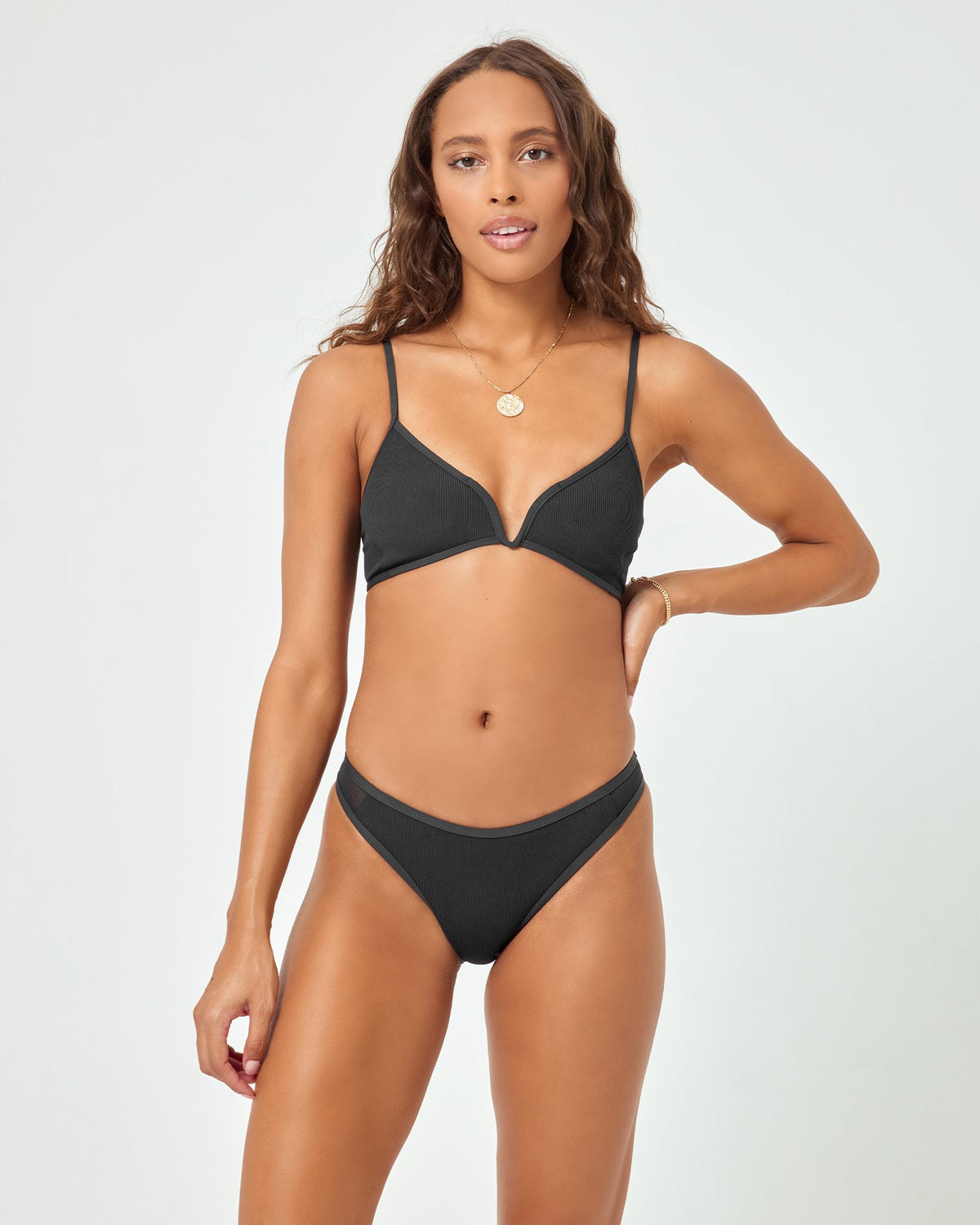 Troy Bikini Bottom - Black Black | Model: Natalie (size: S) | Hover