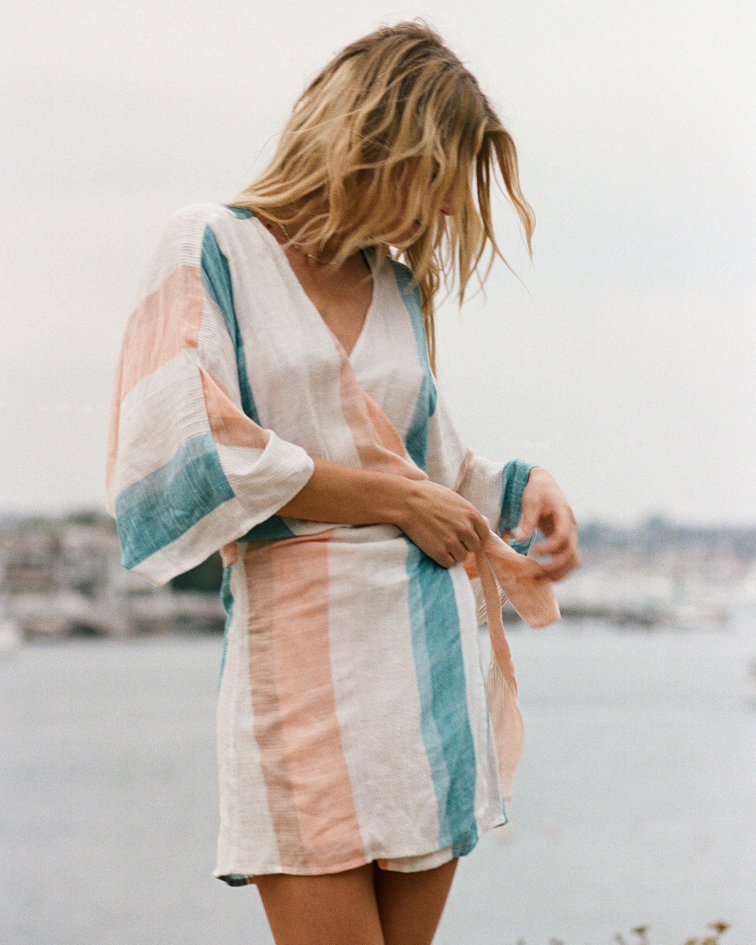Pfeiffer Dress Paraiso Stripe | Model: Abby (size: S) | Hover