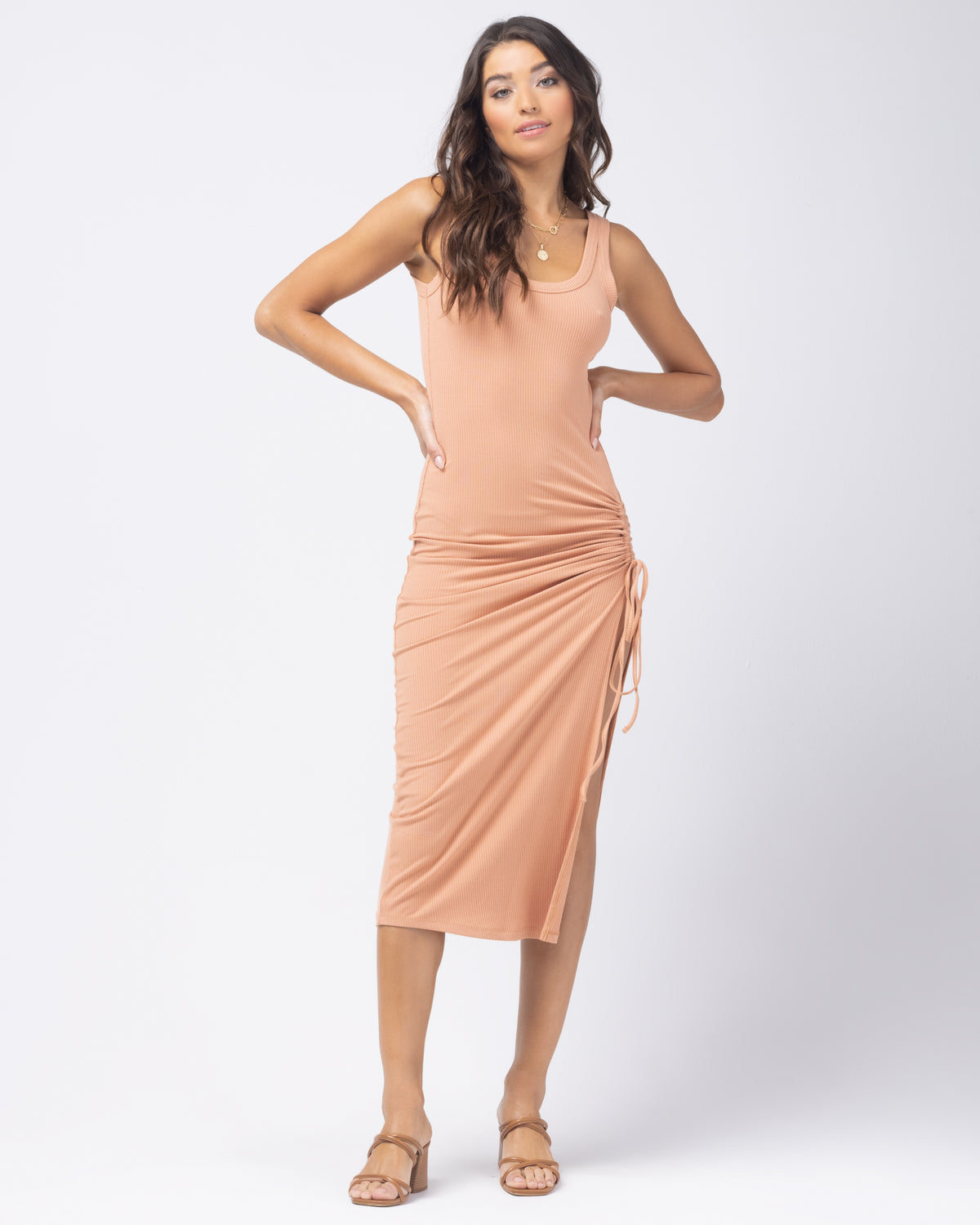Sandpiper Ribbed Midi Dress - Cream Putty | Model: Daniela (size: S)