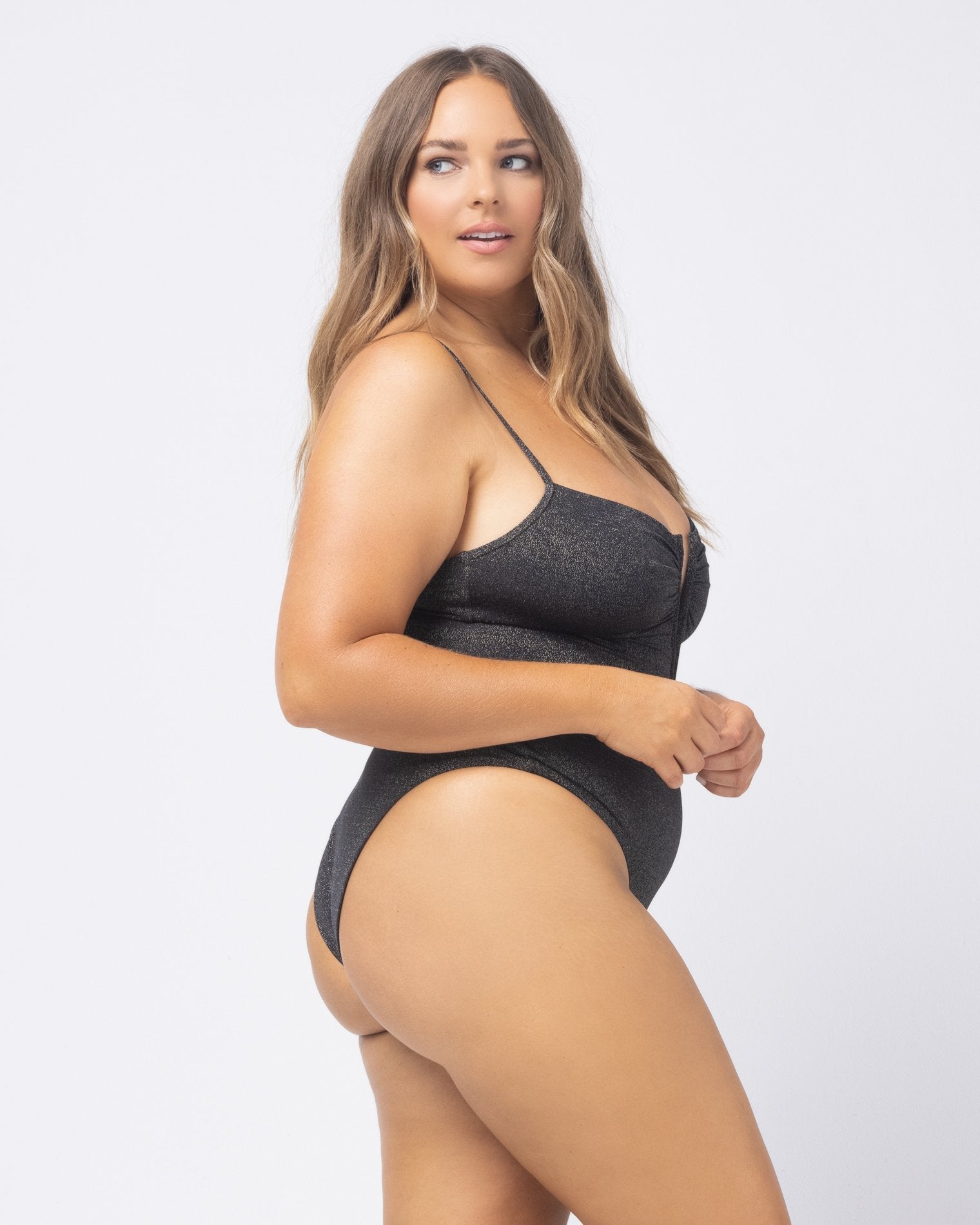 Shimmer Roxanne One Piece Swimsuit Black | Model: Ali (size: XL) 