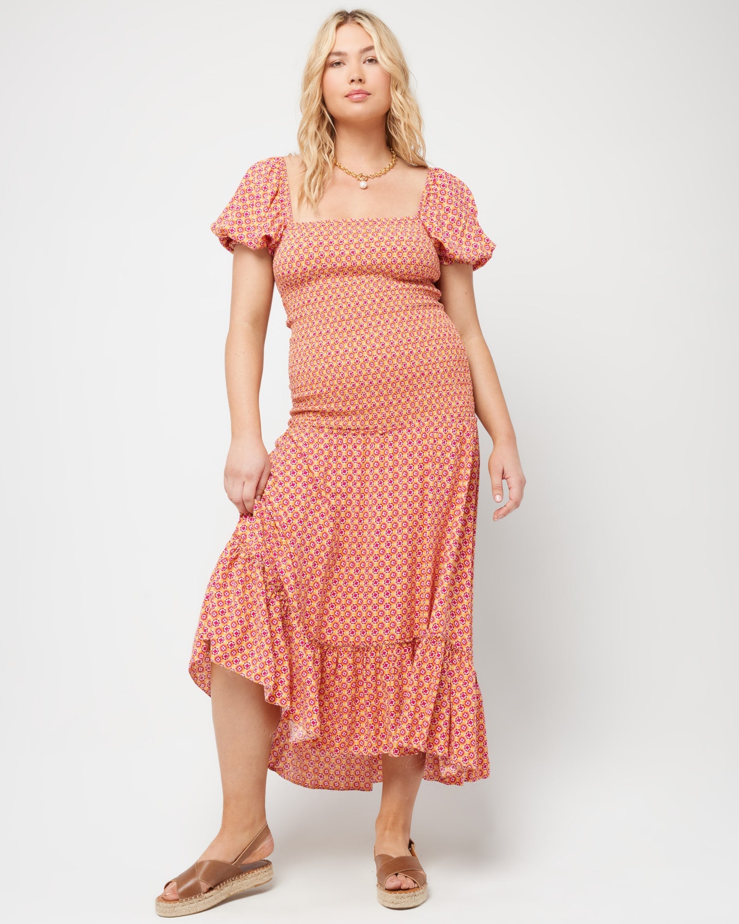 Simone Dress Summatime Check | Model: Sydney (size: XL)