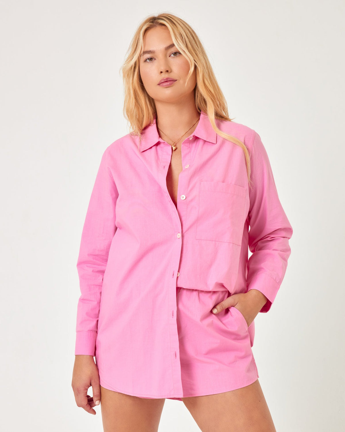 Poplin Skipper Top Guava | Model: Sydney (size: XL)