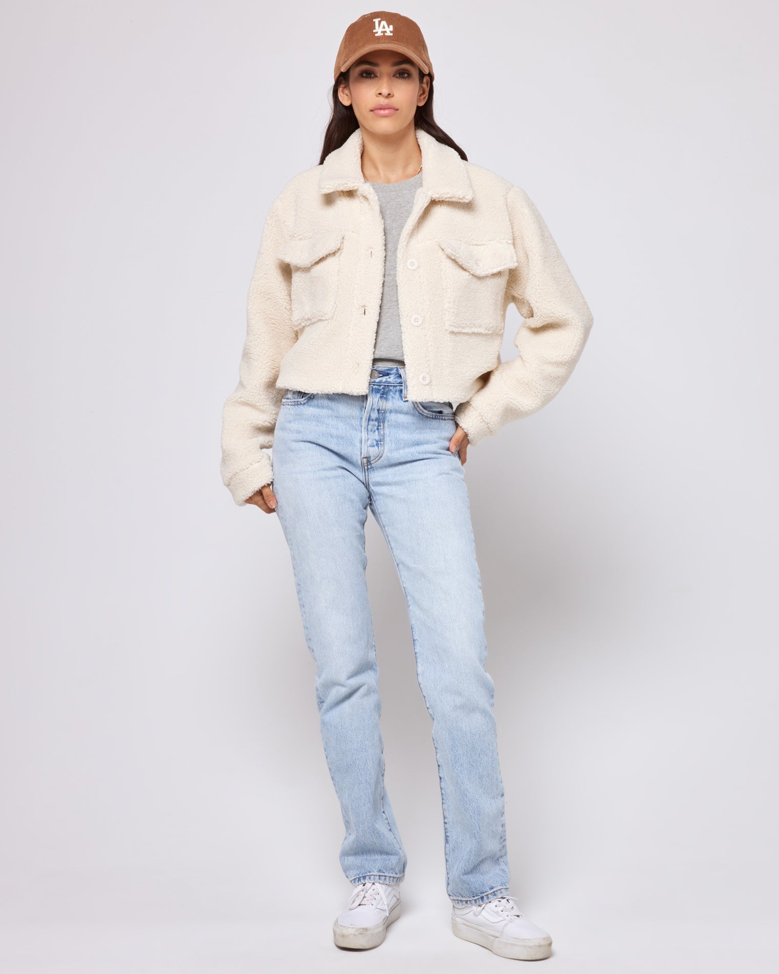 Crop sherpa jacket store